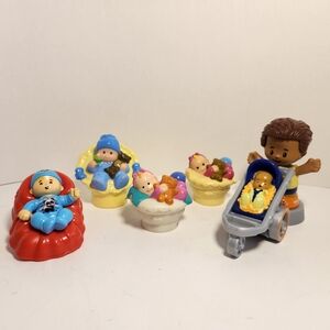 Little People Dad & Stroller Plus 4 Babies